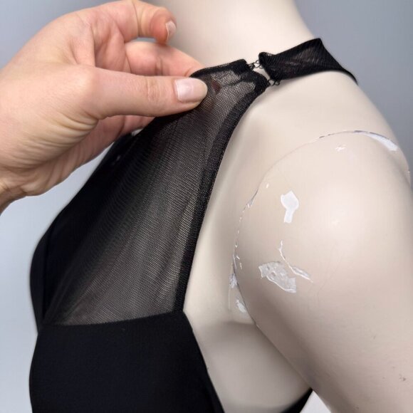 CLARISSE Low-back Prom Dress Mesh Contemporary Fitted Long Black Evening Gown 6 - Picture 9 of 12